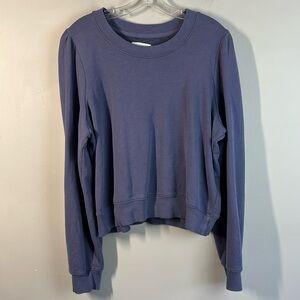 Wilfred Free Womens Purple Puff Sleeve Organic Cotton Terry Sweatshirt Size XL